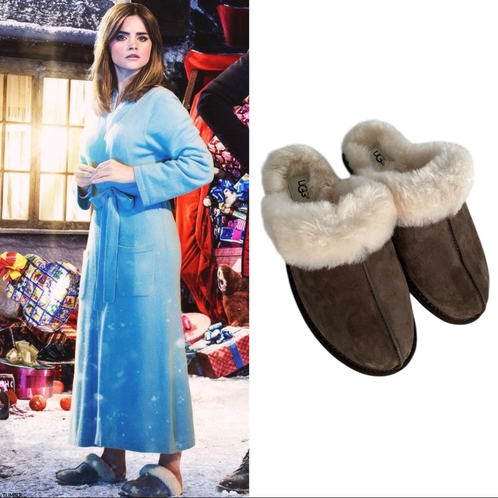 UGG Scuffette II Espresso Suede Sheepskin Slippers in Brown
